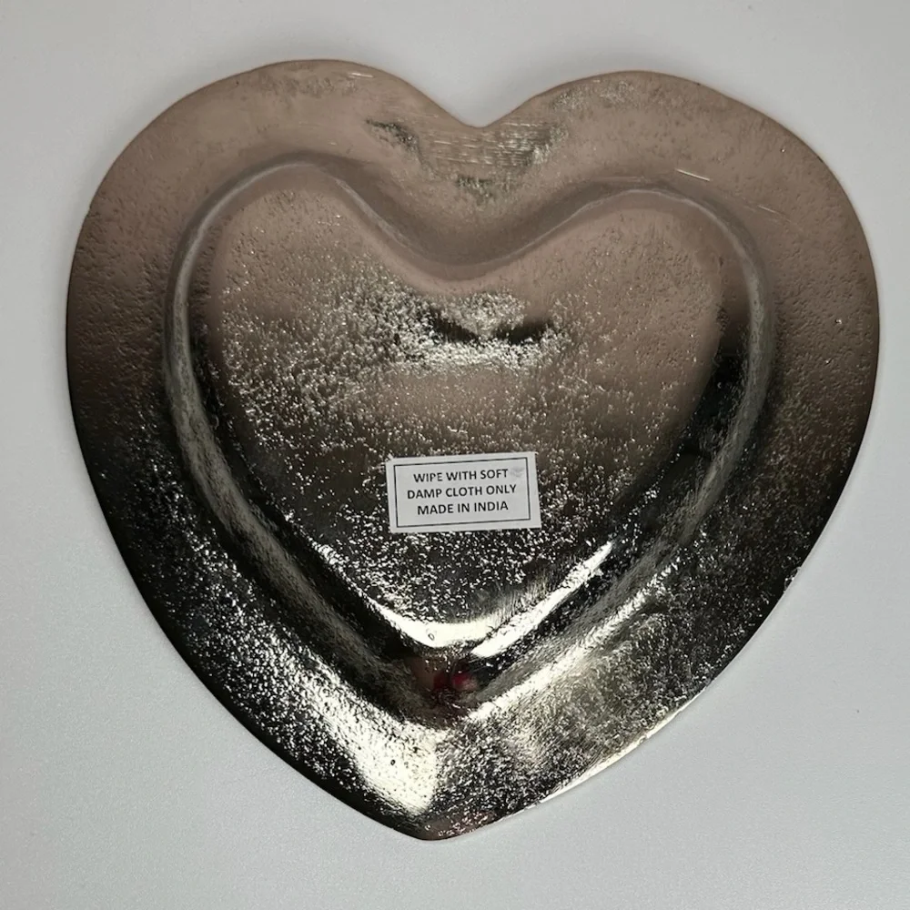 Silver Heart-Shaped Decorative Plate